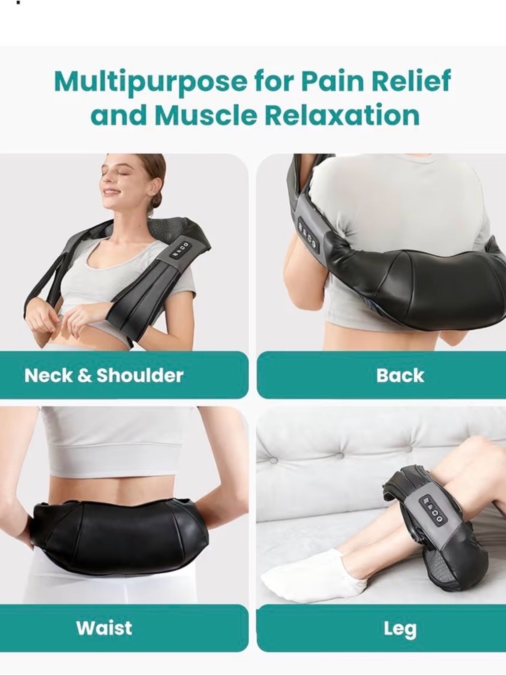 Nekteck Shiatsu Neck & Shoulder Massager - Black with Heat - Picture 3 of 9